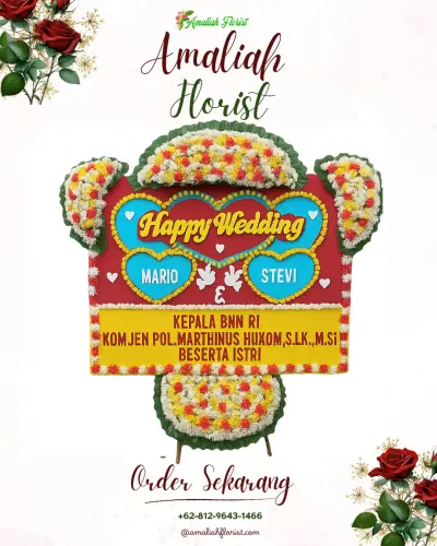 Karangan Papan Bunga Pernikahan di The Tribrata – Opus Grand Ballroom